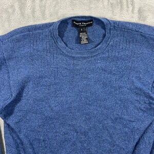 PONTE VECCHIO Sweater Mens S Blue 100 Merino Wool Made in Italy Crewneck Ribbed